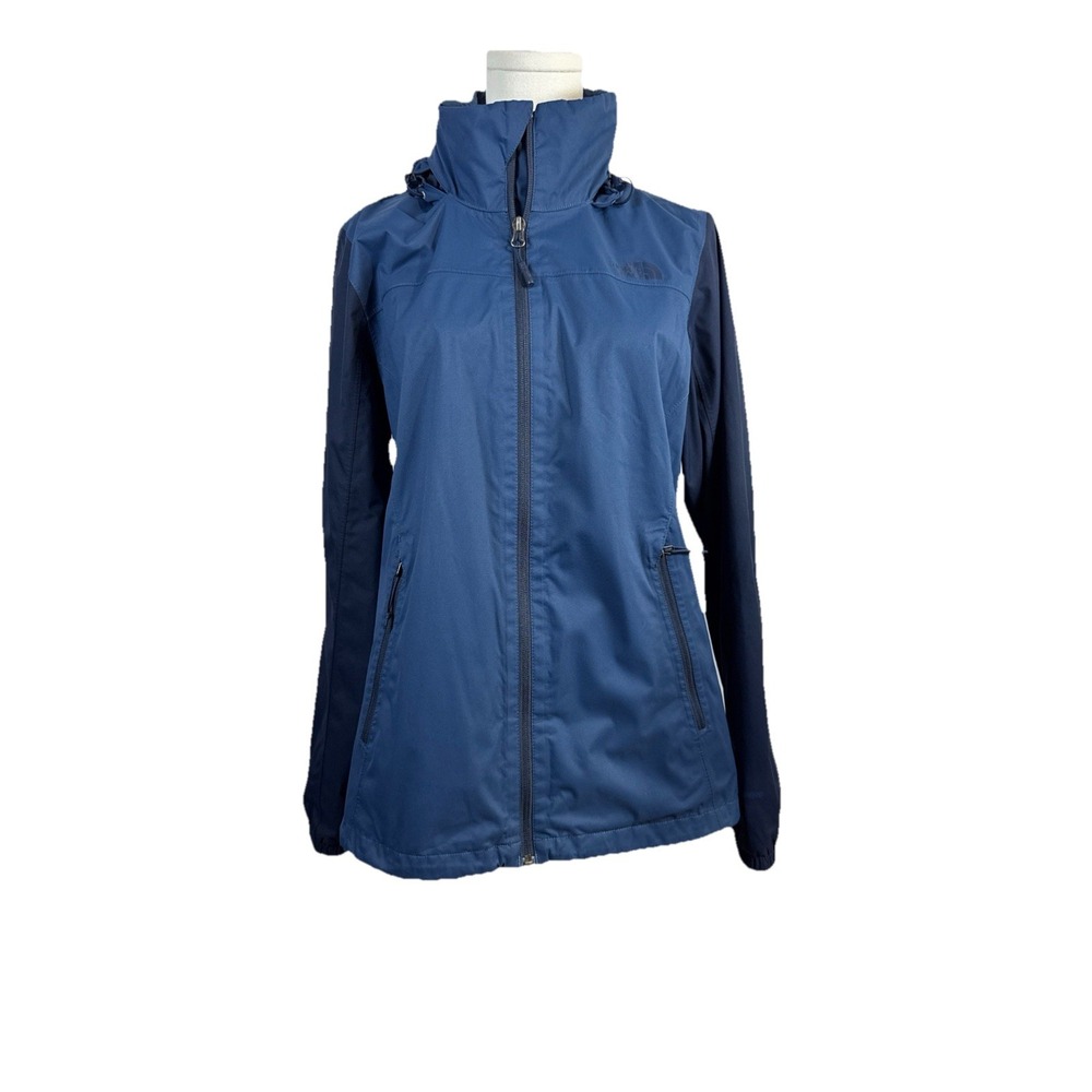 The North Face Dryvent Hooded Blue Rain Jacket Women's Size Large Navy/Black